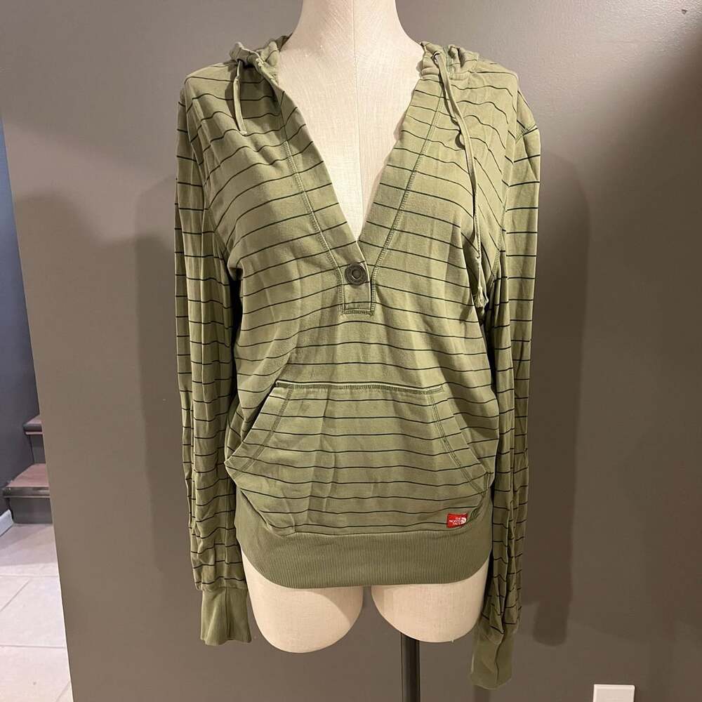 The North Face Striped Lightweight Hooded Sweatshirt Green
